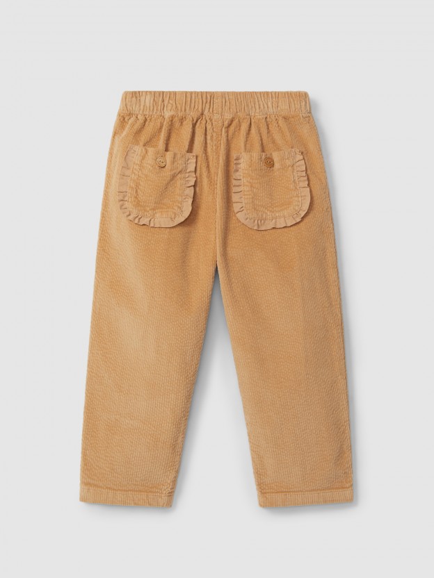 Pantalon pull-up avec dtail de volant sur les poches