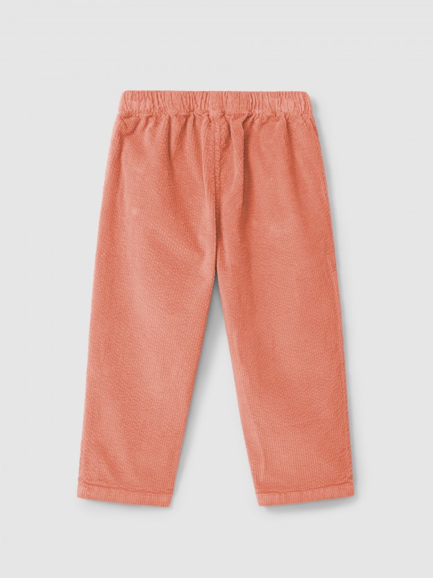 Pantaln pull-up con detalle de volante en los bolsillos