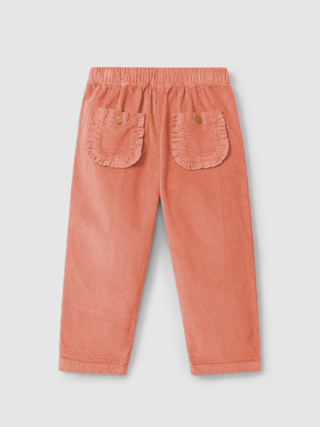 Pantaln pull-up con detalle de volante en los bolsillos