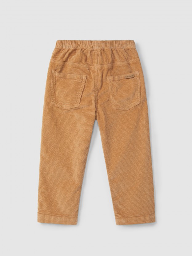 Pull-up corduroy pants with four pockets