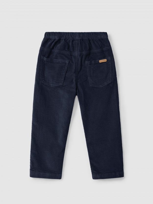 Pull-up corduroy pants with four pockets