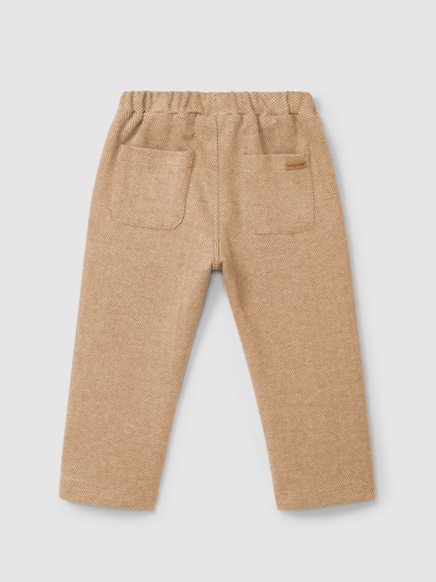 Herringbone knit pull-up pants