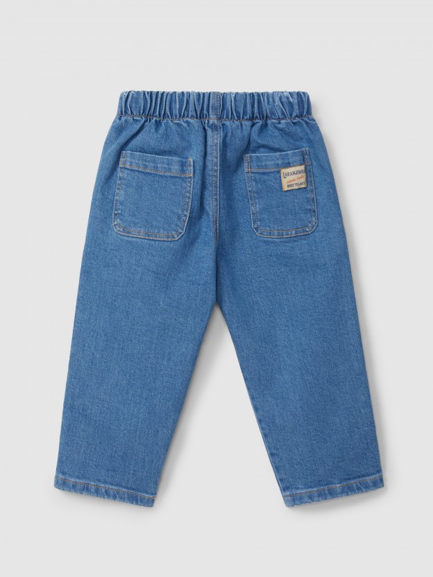 ★Wai Kei★ Dolphin applique line denim pants deep blue YKBD Dolphin Applique Line Denim Pants - WaiKei | 60% - Asian