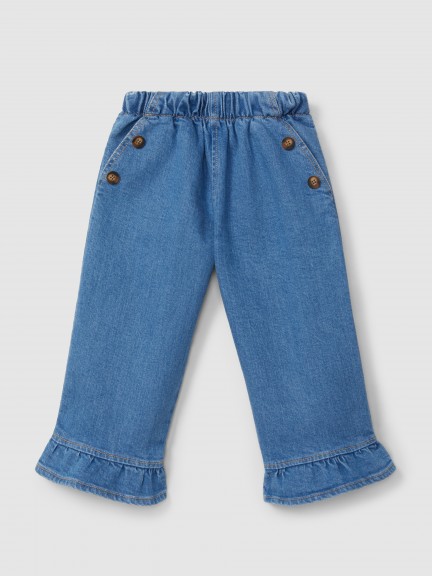 Pantalon en jean avec dtail de volant