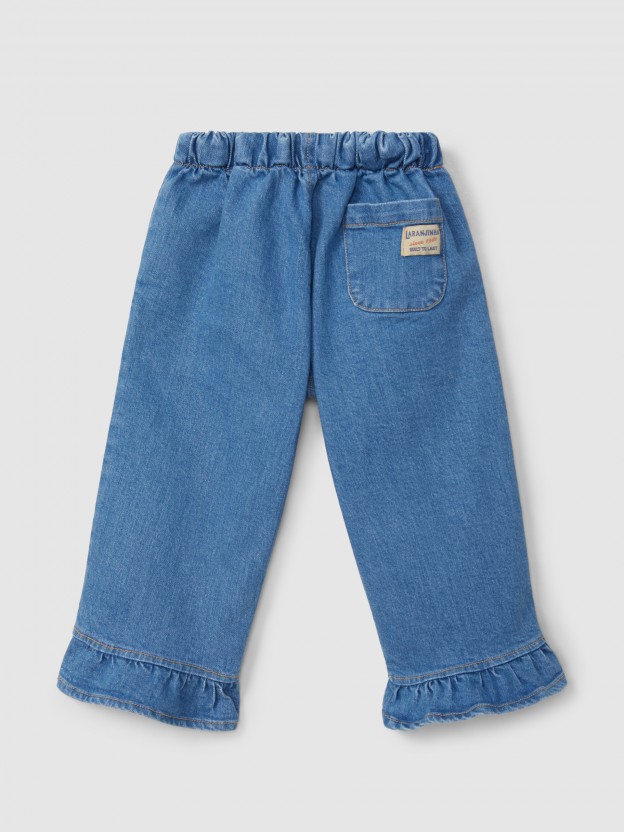 Pantalon en jean avec dtail de volant