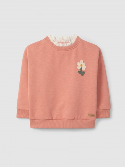 Flower sweatshirt and English embroidery detail
