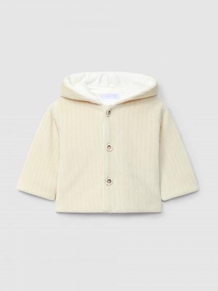 Ribbed velvet hooded jacket