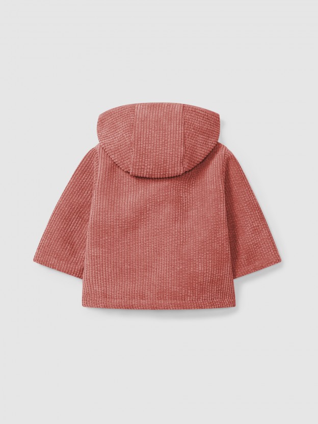 Veste  capuche en velours ctel avec fourrure