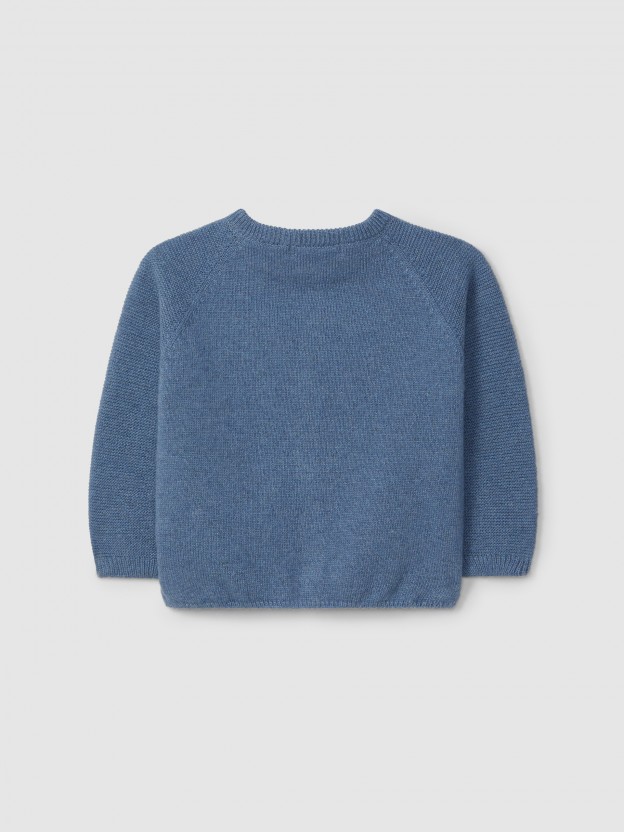 Knitted cardigan round collar
