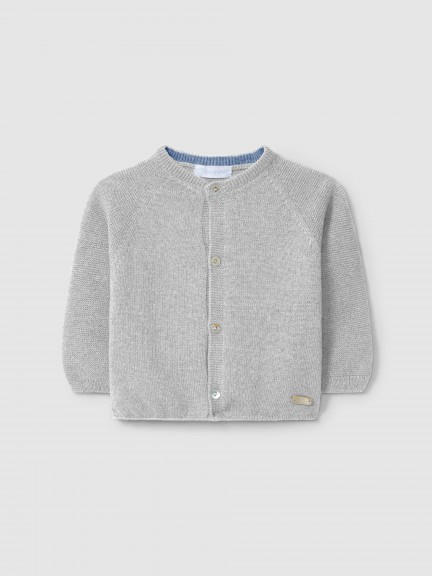 Knitted cardigan round collar