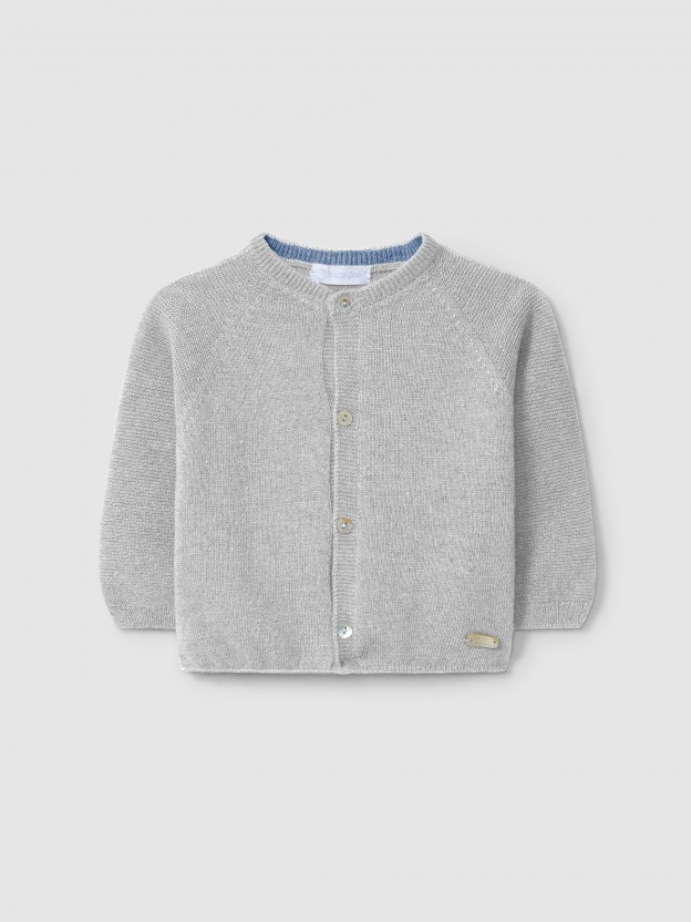Knitted cardigan round collar
