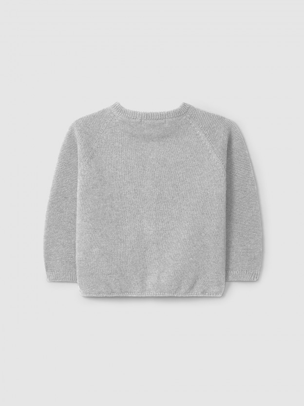 Knitted cardigan round collar
