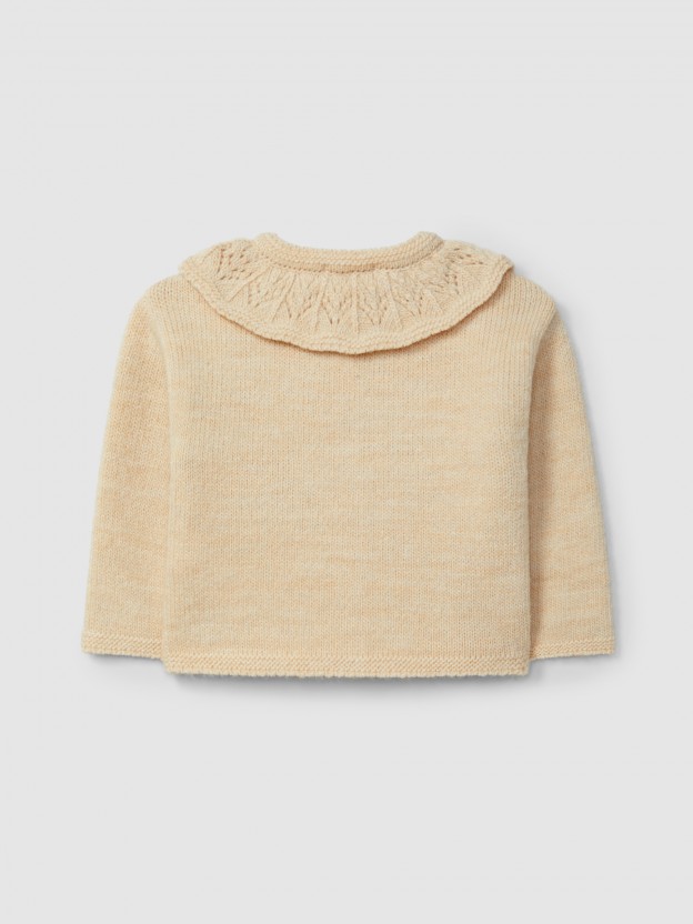 Gilet tricot  col  volant travaill