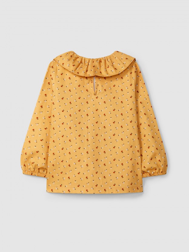 Blouse imprim  fleurs et col  volant