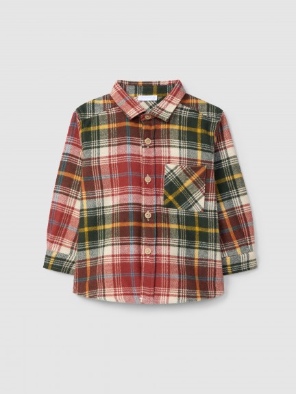 Flannel check shirt with pocket