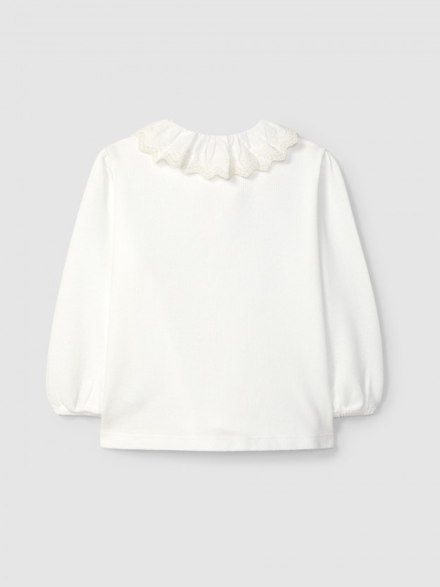 Mangalarga de punto gofre con cuello bordado ingls