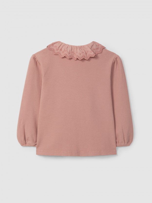 Mangalarga de punto gofre con cuello bordado ingls