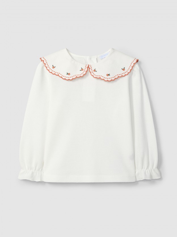Mangalarga en punto gofre con cuello bordado