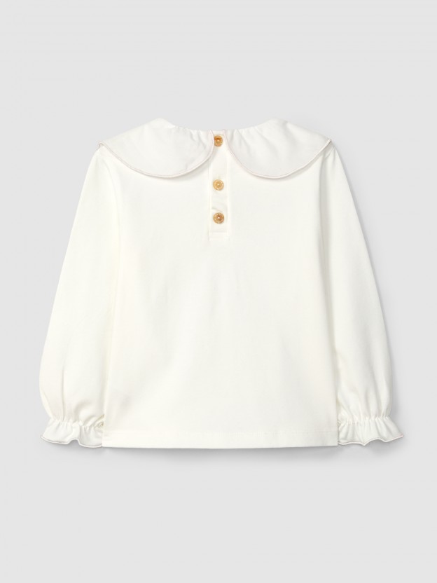 Longsleeve en coton avec col  volant