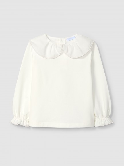 Longsleeve en coton avec col  volant