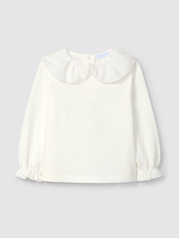 Longsleeve en coton avec col  volant