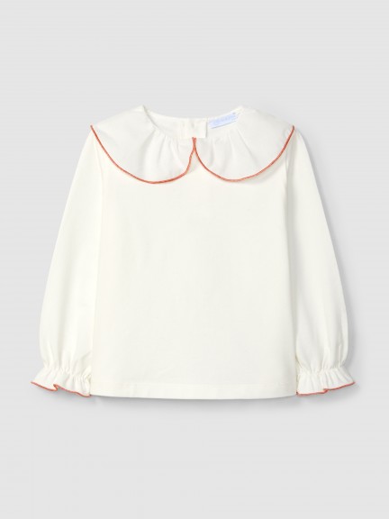 Longsleeve en coton avec col  volant