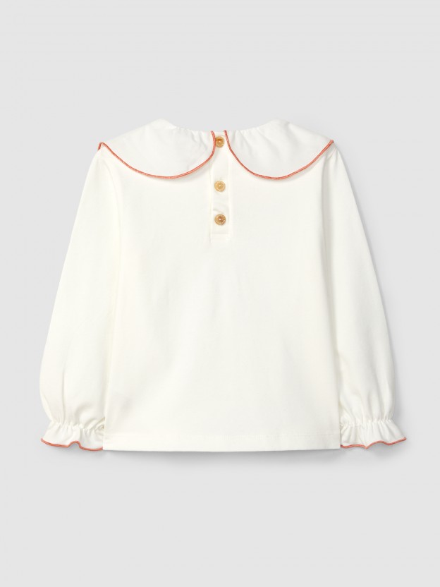 Cotton longsleeve with ruffled collar