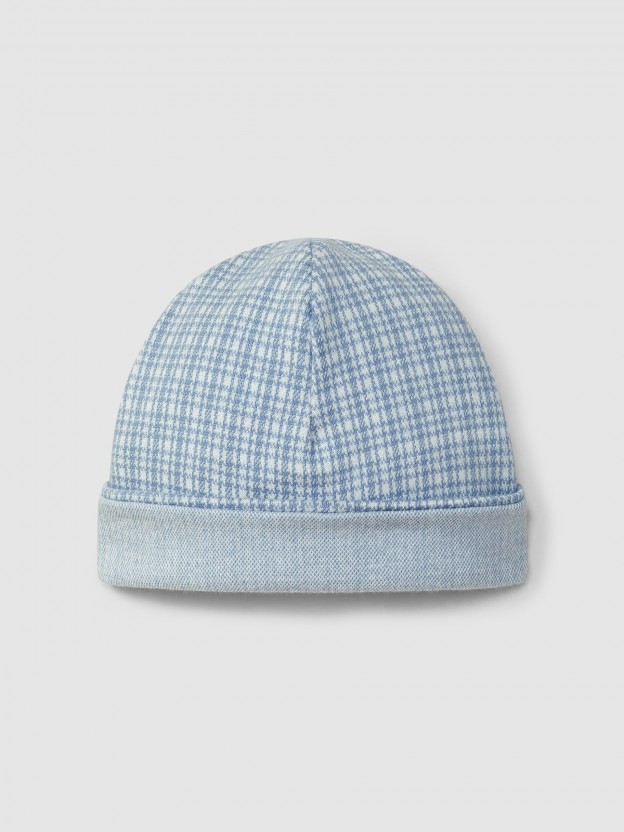 Beanie in jacquard knit with tattersall