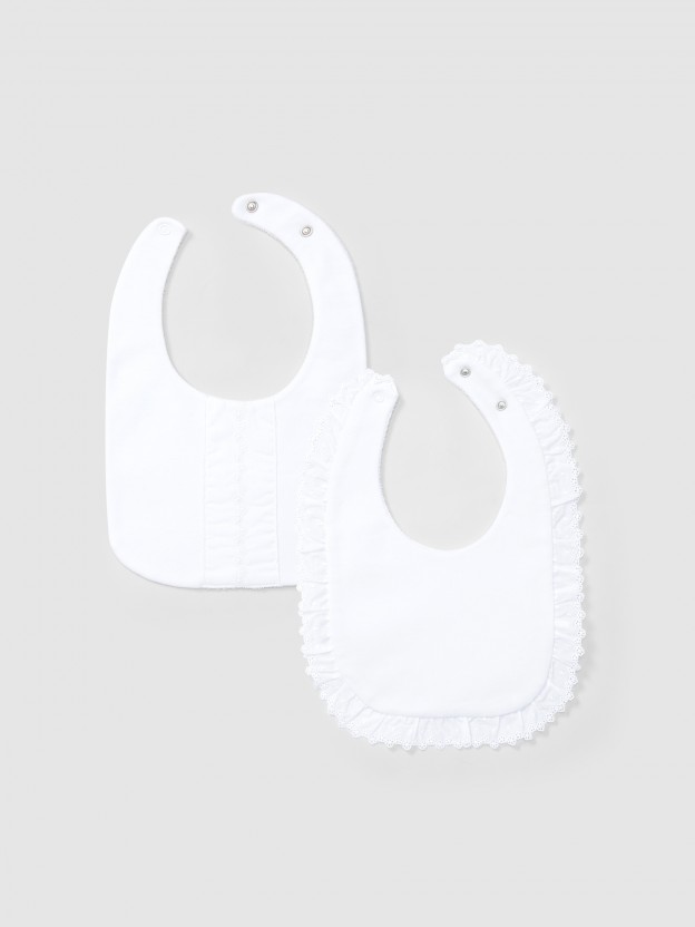 Pack of two delicate embroidery bibs