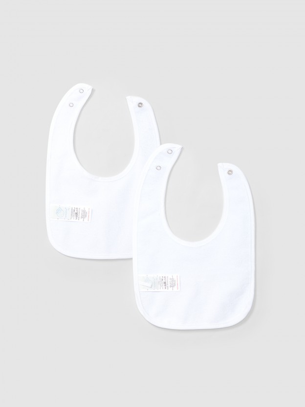 Pack de deux bavoirs tissu  carreaux et ruban dcoratif