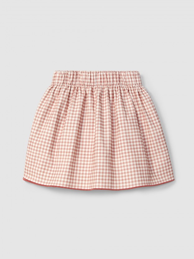 Jupe rversible  carreaux vichy et fleurs