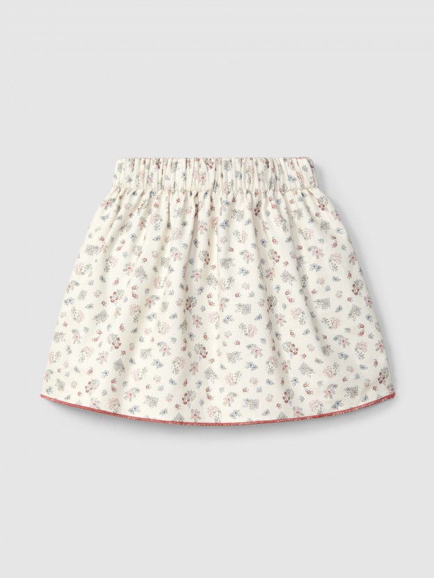Jupe rversible  carreaux vichy et fleurs