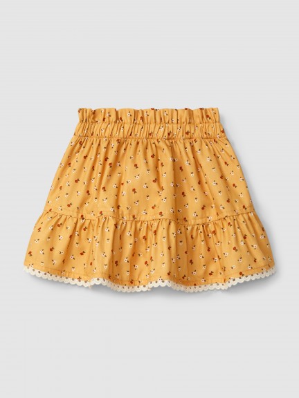 Falda estampada con detalle de encaje