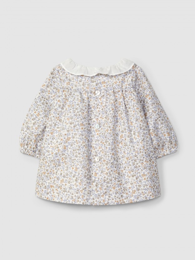 Vestido floral com smocks