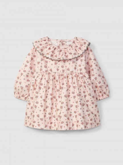 Vestido flores delicadas con cuello de volante