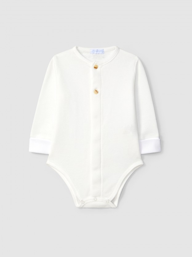 Body col mao en maille gaufre