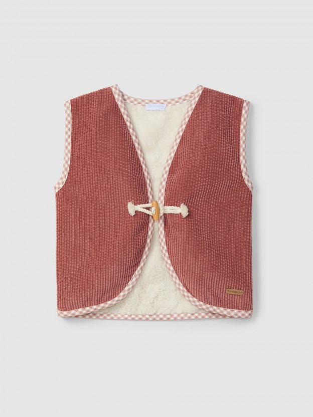Corduroy waistcoat with fur