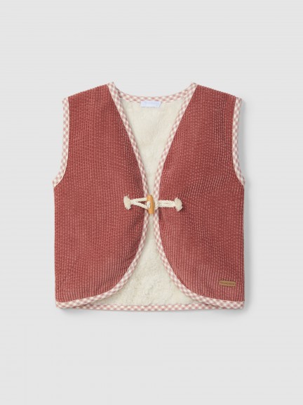 Corduroy waistcoat with fur