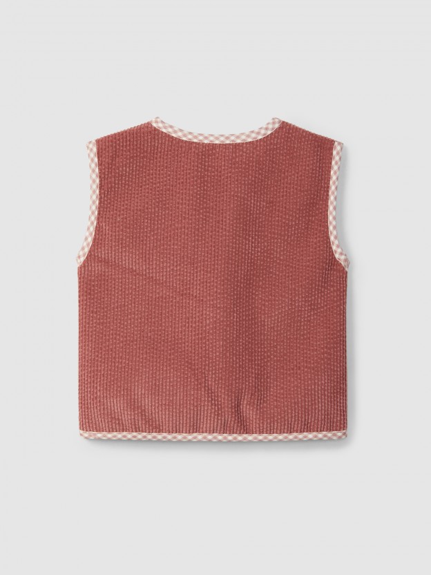 Corduroy waistcoat with fur