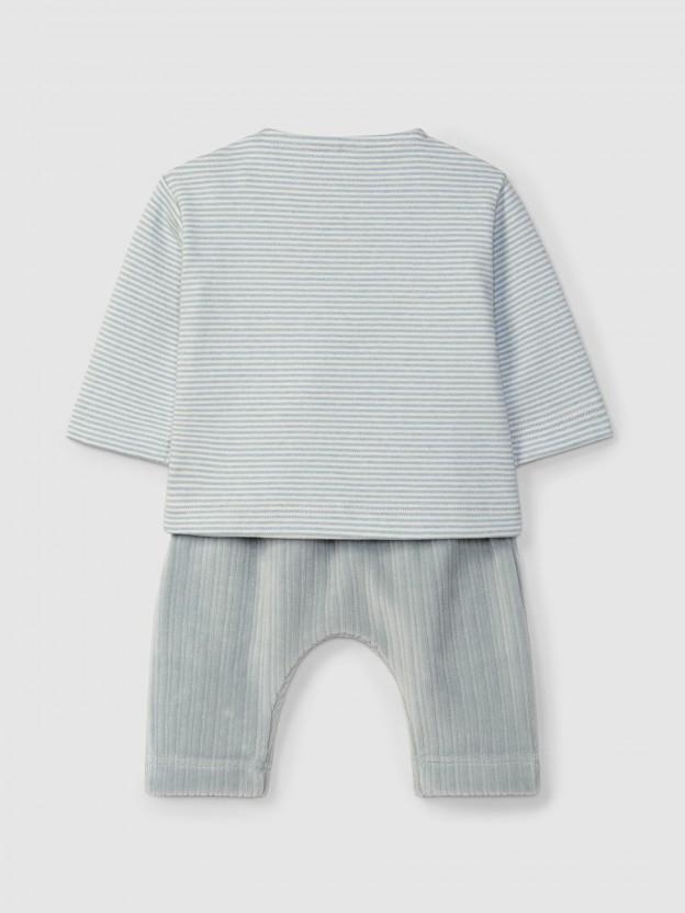 Two-piece striped ribbed velvet set