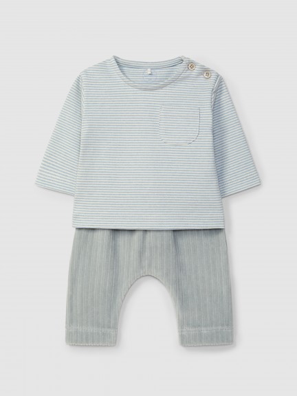 Two-piece striped ribbed velvet set