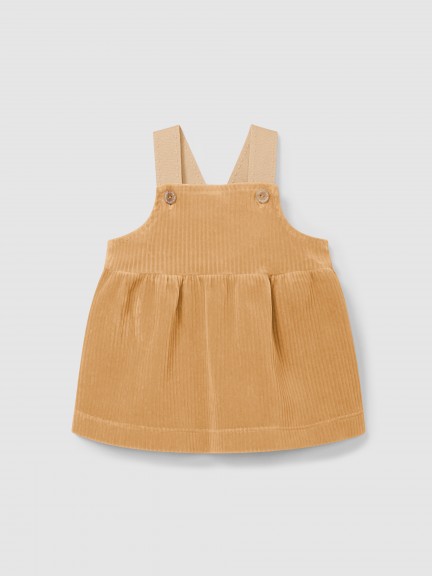 Corduroy-type fabric pinafore dress