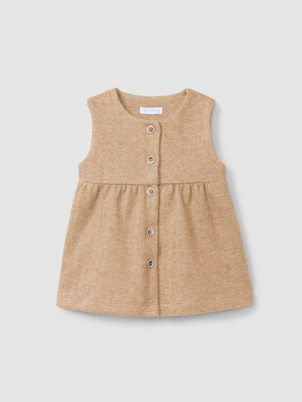 Herringbone knit pinafore dress