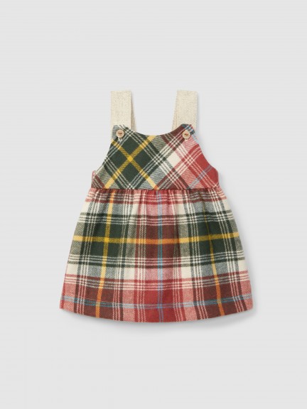 Flannel check pinafore dress