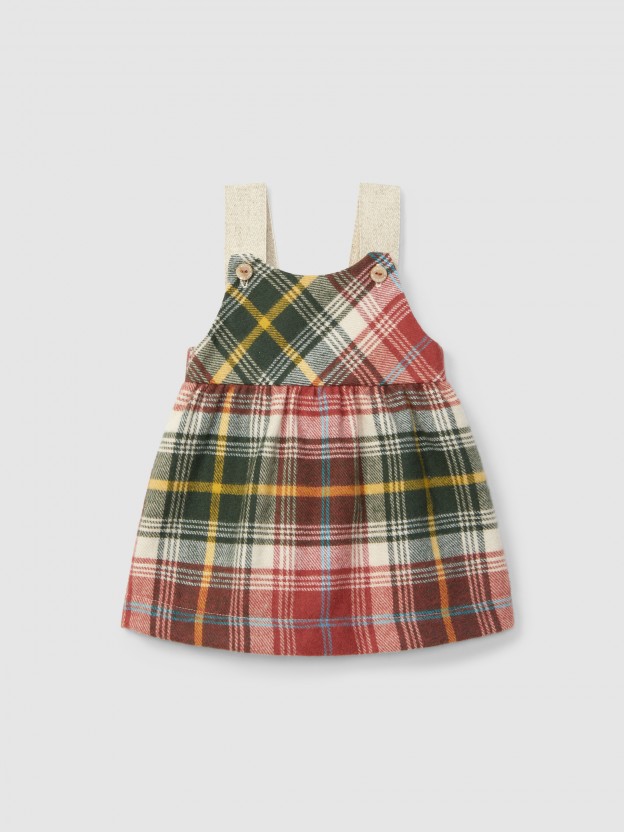 Flannel check pinafore dress