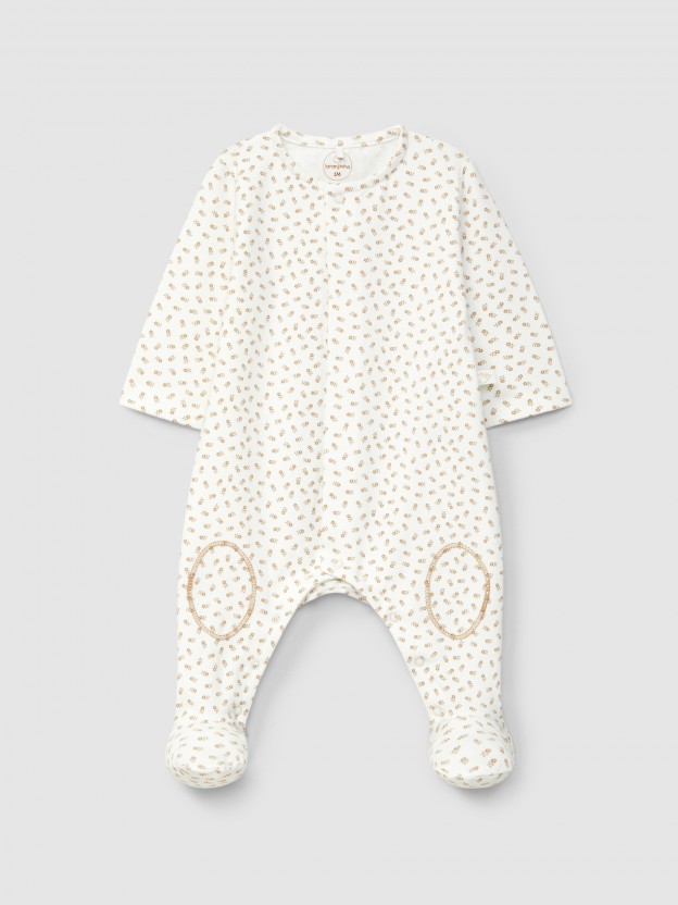 Babygrow, collarless, printed organic cotton