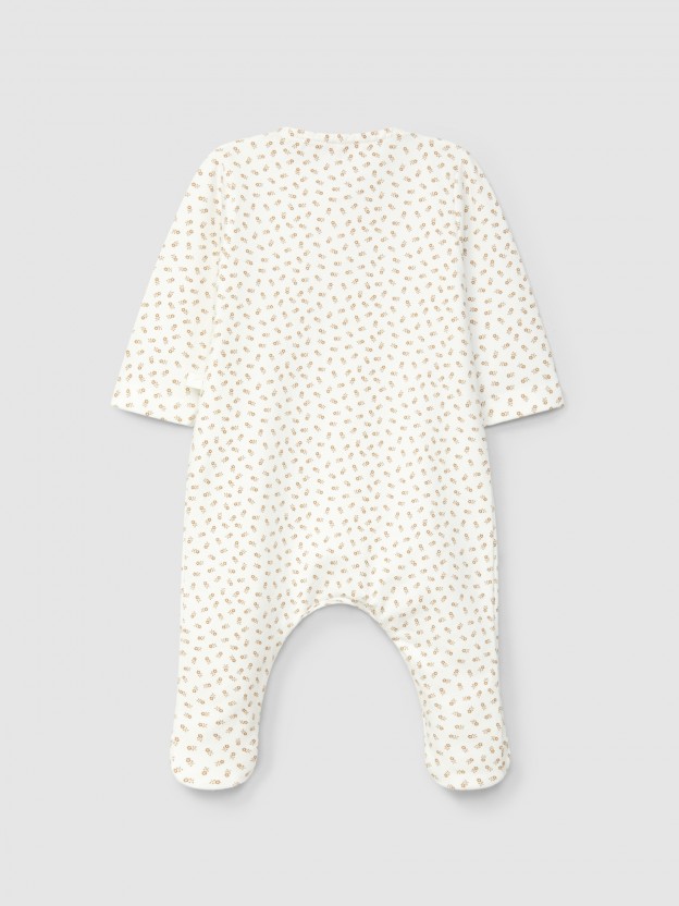 Babygrow, collarless, printed organic cotton