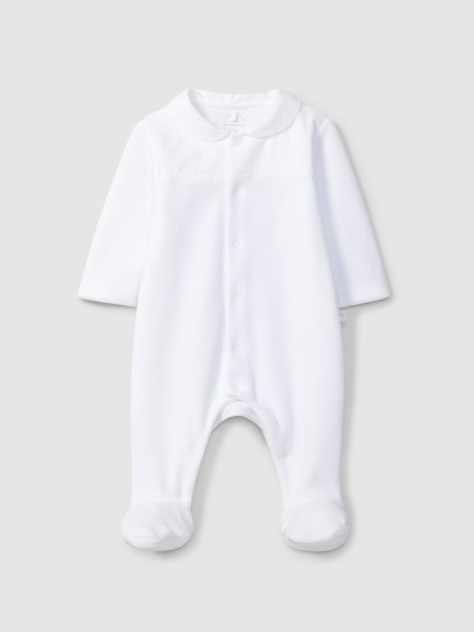 Babygrow em veludo com detalhe de fita bordada