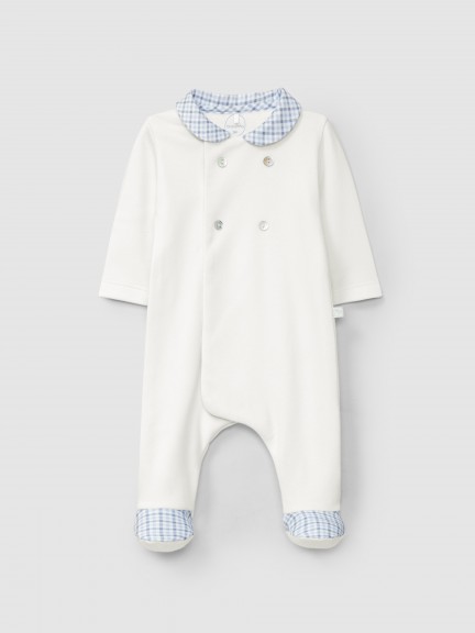 Cotton jersey babygrow with decorative buttons