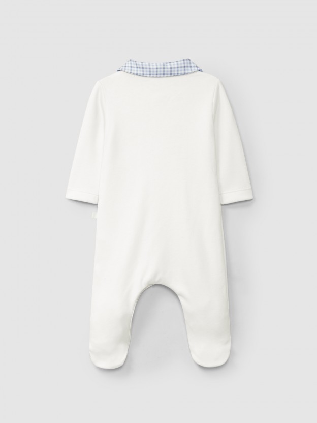 Cotton jersey babygrow with decorative buttons